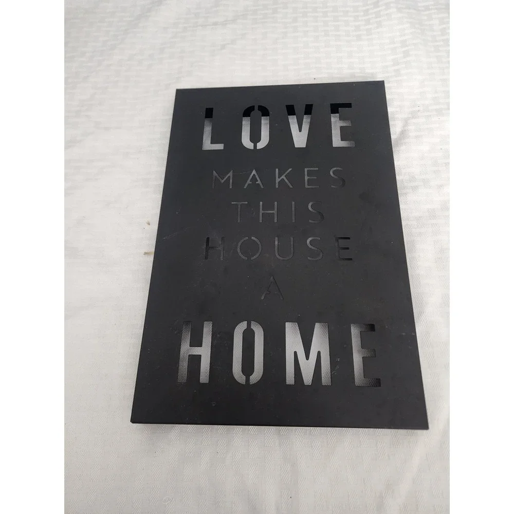 Black Metal Wall Art Love Makes This House A Home Stencil Cutout Sign Decor